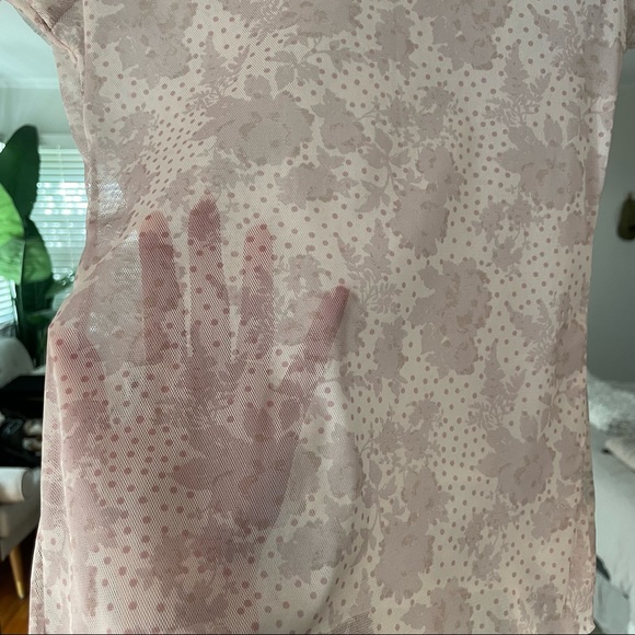 SOLD FP Intimately | NWT Printed Mock Neck Mesh Baby Short Sleeve Top - Picture 3 of 5